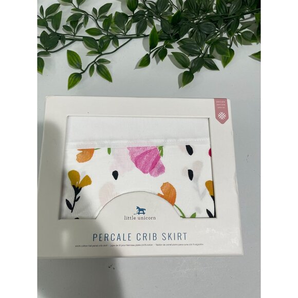 Little Unicorn Percale Crib Skirt 100% Cotton Floral Design 52"x28"x12" - Picture 5 of 12